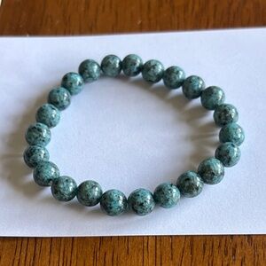 Green Genuine Turquoise Beaded Stretch Bracelet